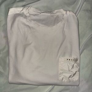 Prada Milano White Tab Nylon Pocket T-Shirt